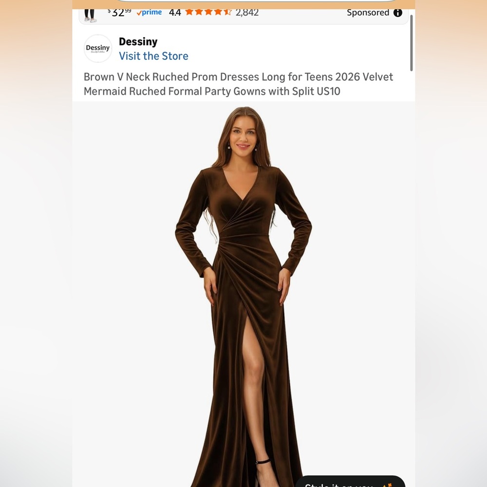 Elegant Brown Evening Gown